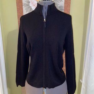 Ann Taylor Zip Front Black Cardigan